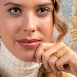 MY BENDEL | Gouden ring met blad bewerking