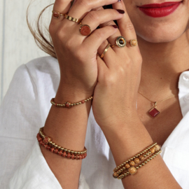 MY BENDEL | Gouden zegelring met sprankelende Gold Sand Stone edelsteen