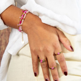 MY BENDEL | Gouden armband met gestreepte Rose Agaat edelstenen