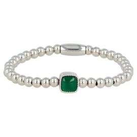 MY BENDEL | Zilveren armband met groene Agaat edelsteen