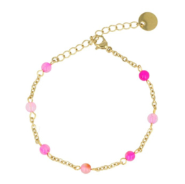 MY BENDEL | Gouden armband met gestreepte Rose Agaat edelstenen