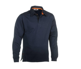 Polo with long sleeves. Rib knitted cuffs. Side slits.