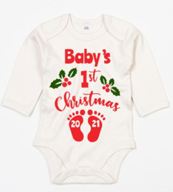 Baby`s 1e kerst longsleeve romper