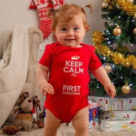Personaliseerbaar "Keep calm…" Kerst baby romper