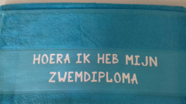 ARTG handdoek met opdruk (hoera ik heb mijn zwemdiploma...)