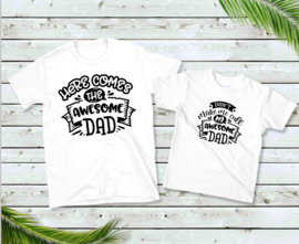 Vader & Kind bijpassend shirt Awesome dad*Set