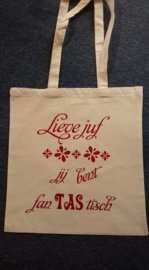 Katoenen tas juf meester cadeau in div. prints