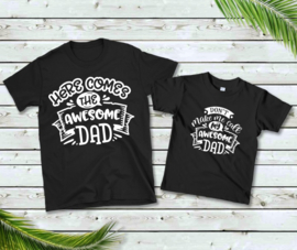 Vader & Kind bijpassend shirt Awesome dad*Set