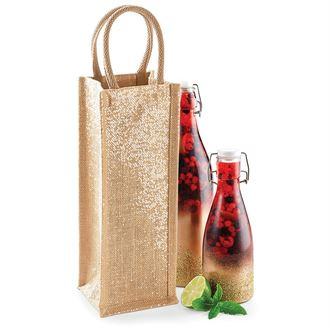 Sparkling jute bottle bag (fles geschenk tas)