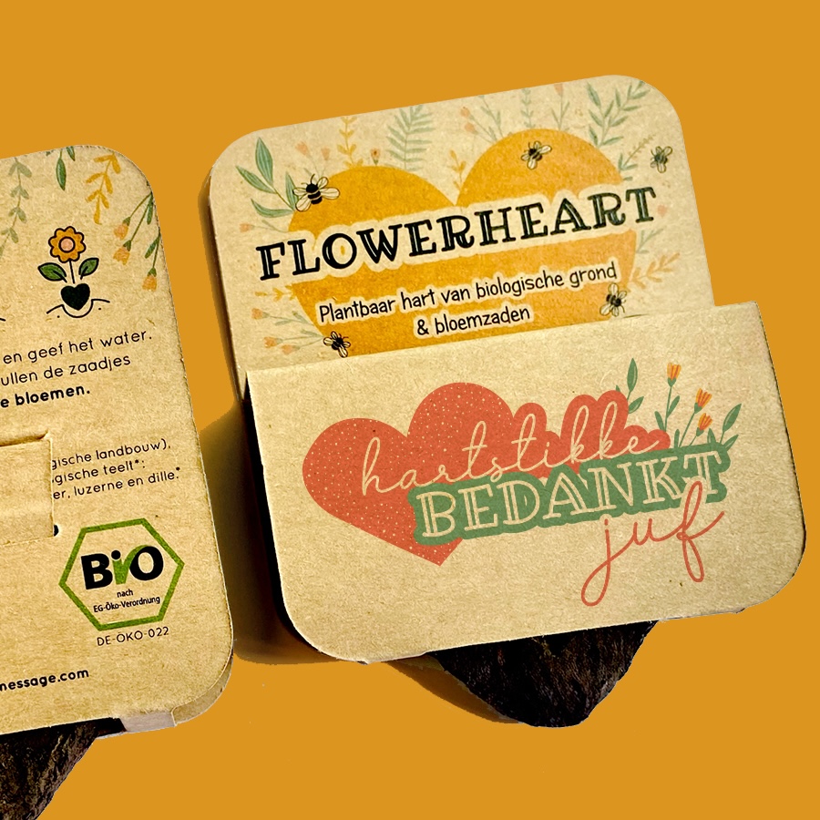 Bloom Your Message Flower Heart Bedankt Juf