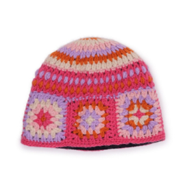 Sjaal Met Verhaal Muts Granny Square Fuchsia Oranje