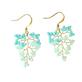 Oorbellen Little Stone Leaves Aqua