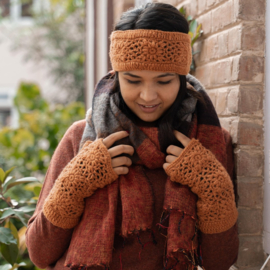 Sjaal Met Verhaal Handwarmers Granny Square Cognac