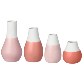 Räder Porselein Vaasjes Mini Pastel Roze Perzik  - set van 4