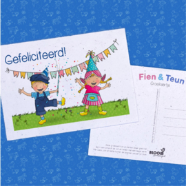 Bloom Your Message Groeikaart Fien & Teun Gefeliciteerd