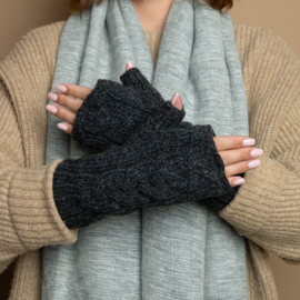 Sjaal Met Verhaal Handwarmers Cable Antraciet