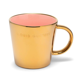 Vondels Theekop Liquid Glitters Goud Roze