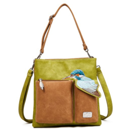 Hi-di-hi Tas King Shopper Green Cognac