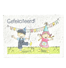 Bloom Your Message Groeikaart Fien & Teun Gefeliciteerd