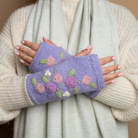 Sjaal Met Verhaal Handwarmers Flowers Lila