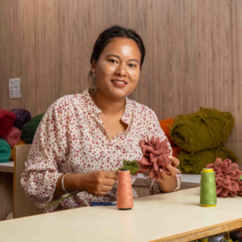 Sjaal Met Verhaal Dahlia XL Vilt Blush