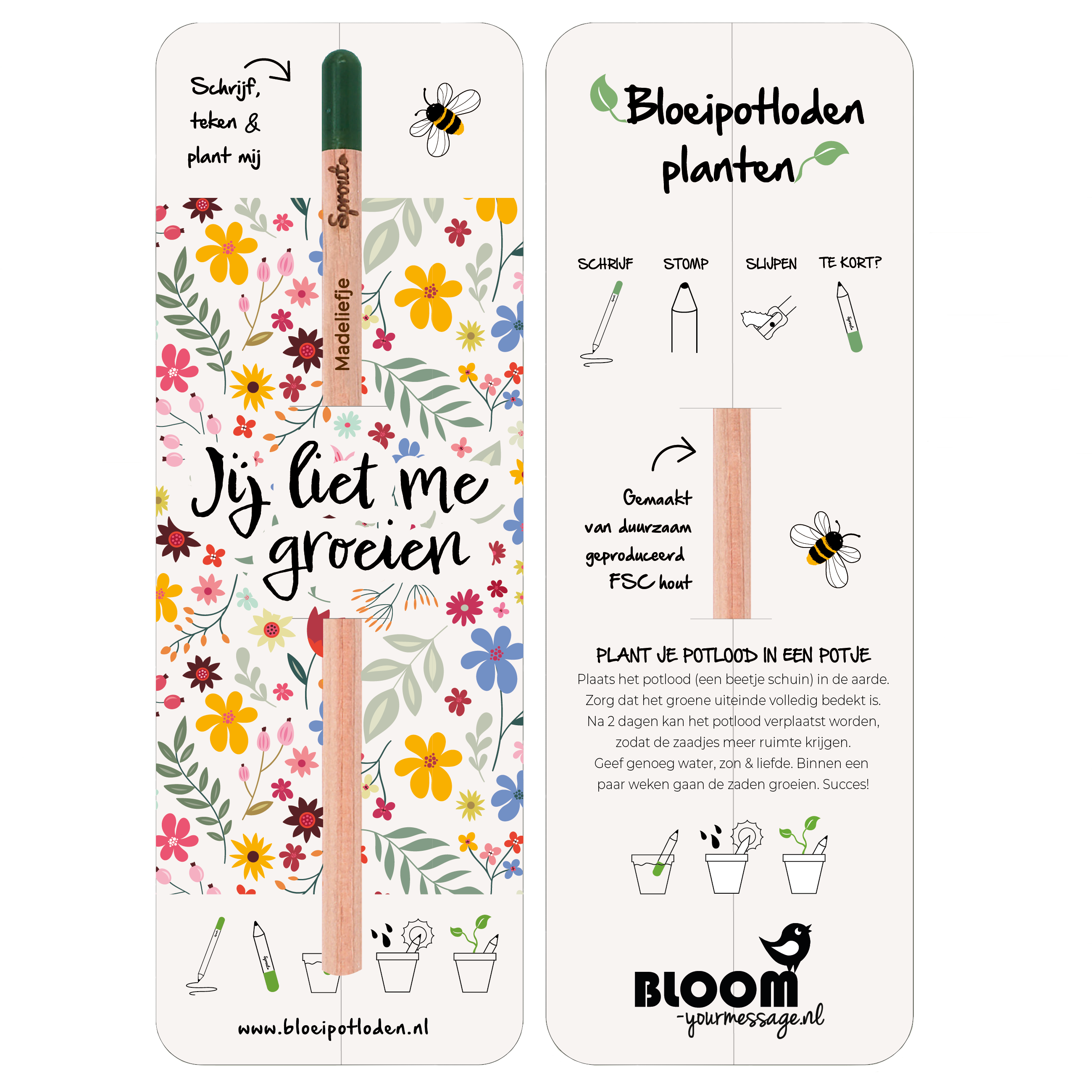 Bloom Your Message Bloeipotlood Juf & Meester