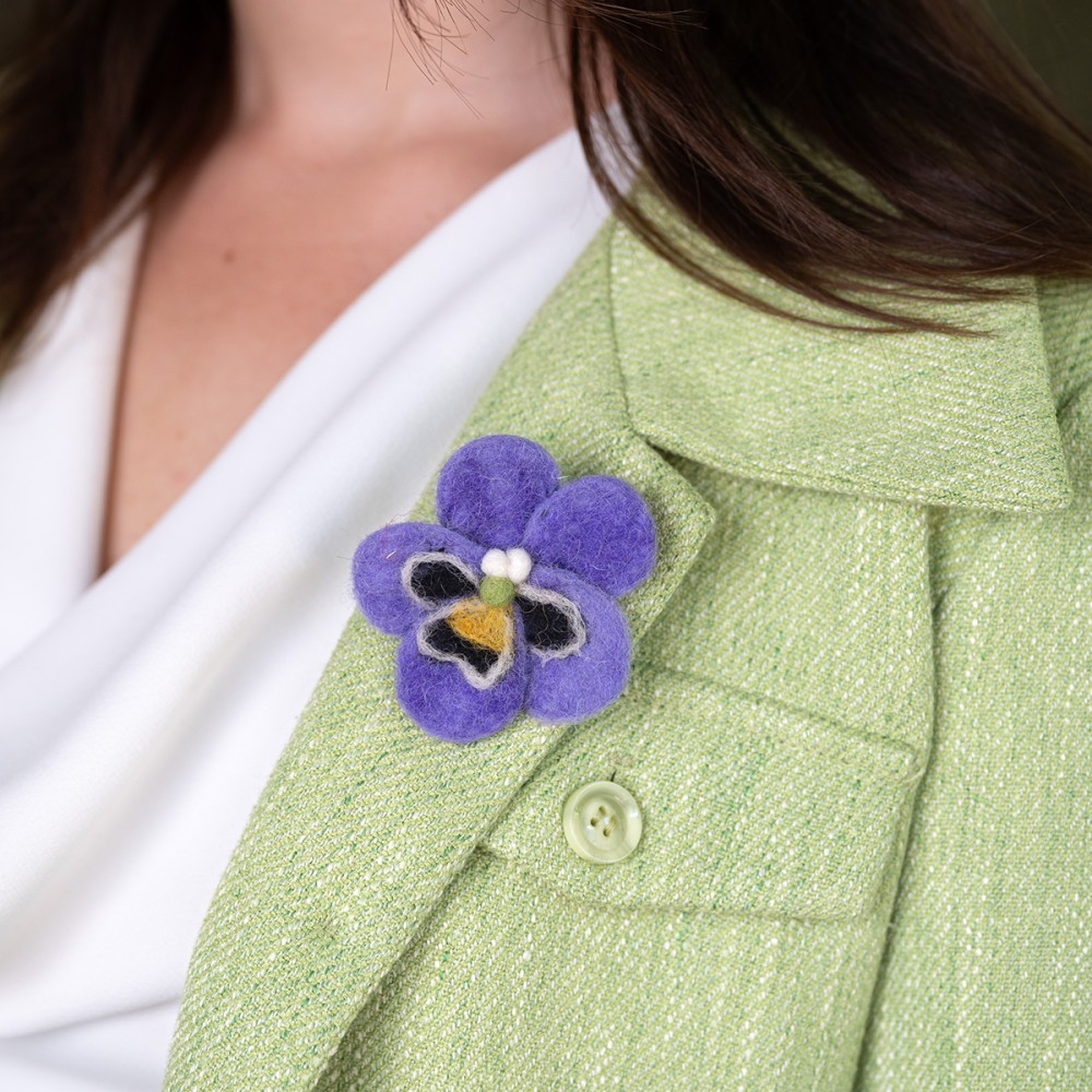 Sjaal Met Verhaal Broche Viooltje Vilt - diverse kleuren