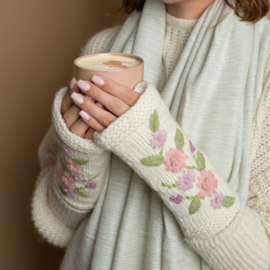 Sjaal Met Verhaal Handwarmers Flowers Crème