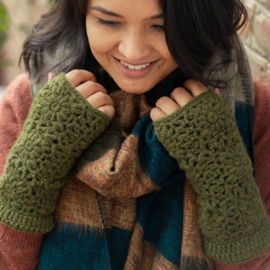 Sjaal Met Verhaal Handwarmers Granny Square Legergroen