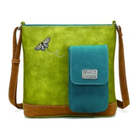Hi-di-hi Tas Quack Light Green Petrol Cognac