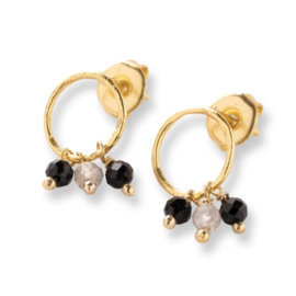 A Beautiful Story Oorbellen Genuine Labradoriet Zwarte Onyx