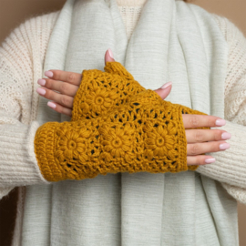 Sjaal Met Verhaal Handwarmers Granny Square Okergeel