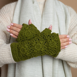 Sjaal Met Verhaal Handwarmers Granny Square Legergroen
