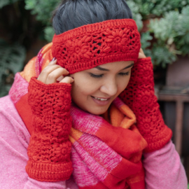 Sjaal Met Verhaal Handwarmers Granny Square Rood