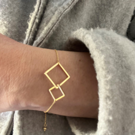 Armband Double Square Goud / Zilver