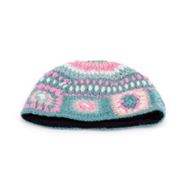 Sjaal Met Verhaal Muts Granny Square Turquoise Roze