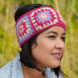Sjaal Met Verhaal Haarband Granny Square Fuchsia Oranje