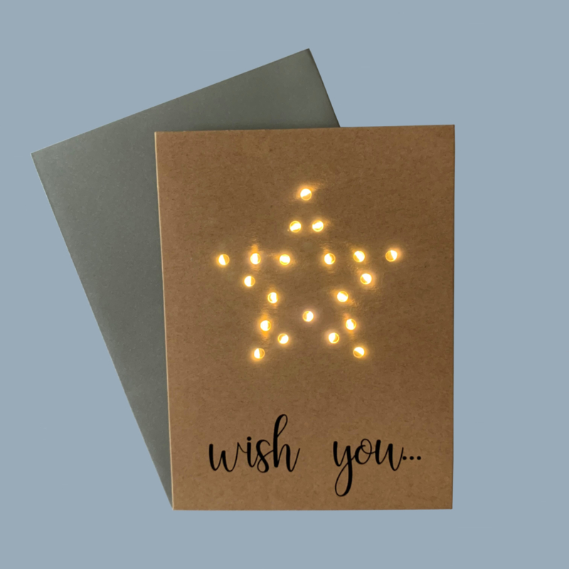 Kaart LED Lichtjes Wish You Star