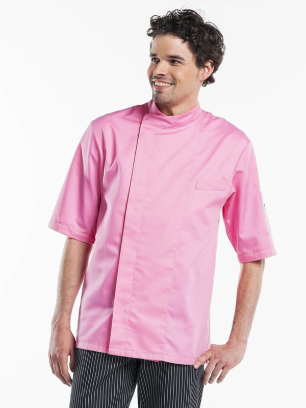 pink chef jacket short sleeve