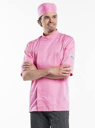 pink chef jacket short sleeve