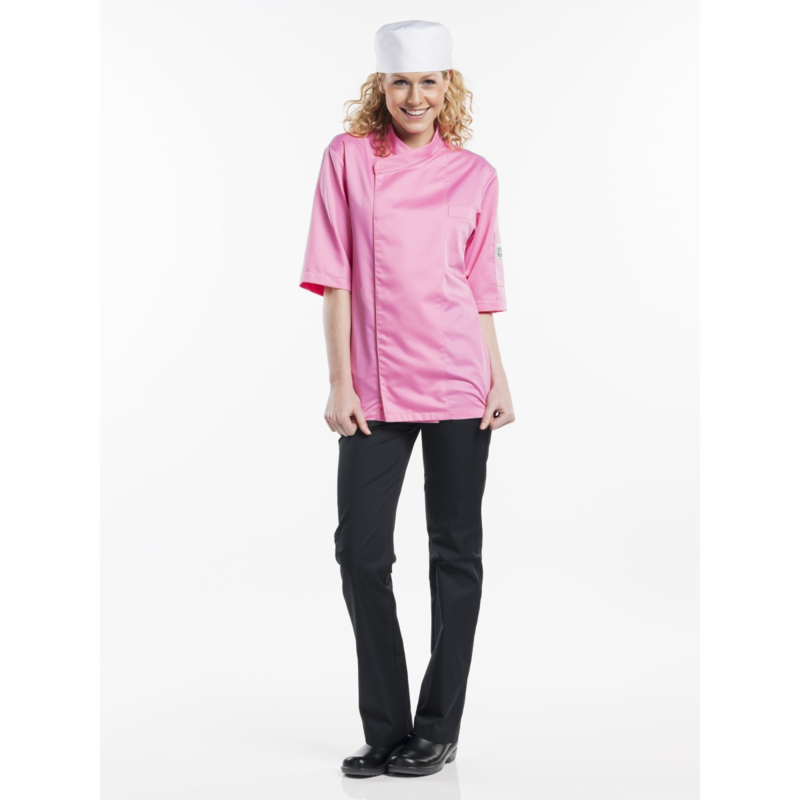 pink chef jacket short sleeve