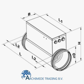 VENTS KANAALVERWARMER NK 100-1,6-1 (100 MM / 1.6 KW / IP40)