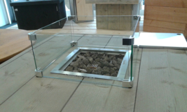 Wood-Trend inbouwbrander vierkant met glas 29x29