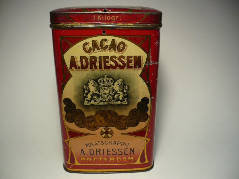 Antiek cacao blik A.Driessen, Rotterdam Holland