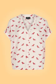 Blouse Wide Parrot Off White - Zilch - XXL