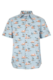 Weird Fish Faraway Organic Cotton Printed Shirt - Powder Blue