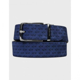 Paul & Shark leren riem - denim blauw