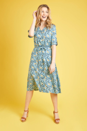 Weird Fish Milli Eco Printed Viscose Midi Dress - Faded Jade SS22