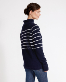 Holebrook Martina WP Gebreide winddichte trui van wolmix - Navy/Off White