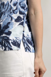 Weird Fish Sofia Organic Cotton Printed Double Cloth Blouse - Estate Blue